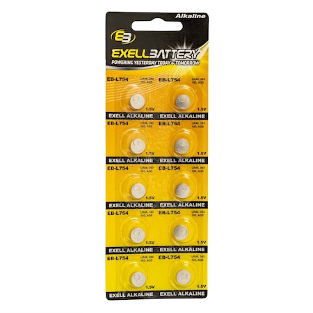 10pk Exell Alkaline 1.5V Watch Battery Replaces AG5 393 LR48
